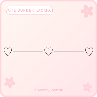 Cute border kaomoji — heart chains and kawaii face frames