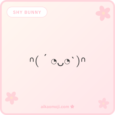 Shy bunny kaomoji — quiet blushing bunny faces with ´ ` brackets and soft ⌣ mouth