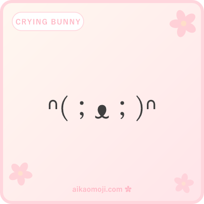 Crying bunny kaomoji — bunny faces with visible tear markers