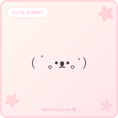 Cute bunny kaomoji — kawaii-decorated bunny faces with round eyes and gentle blush