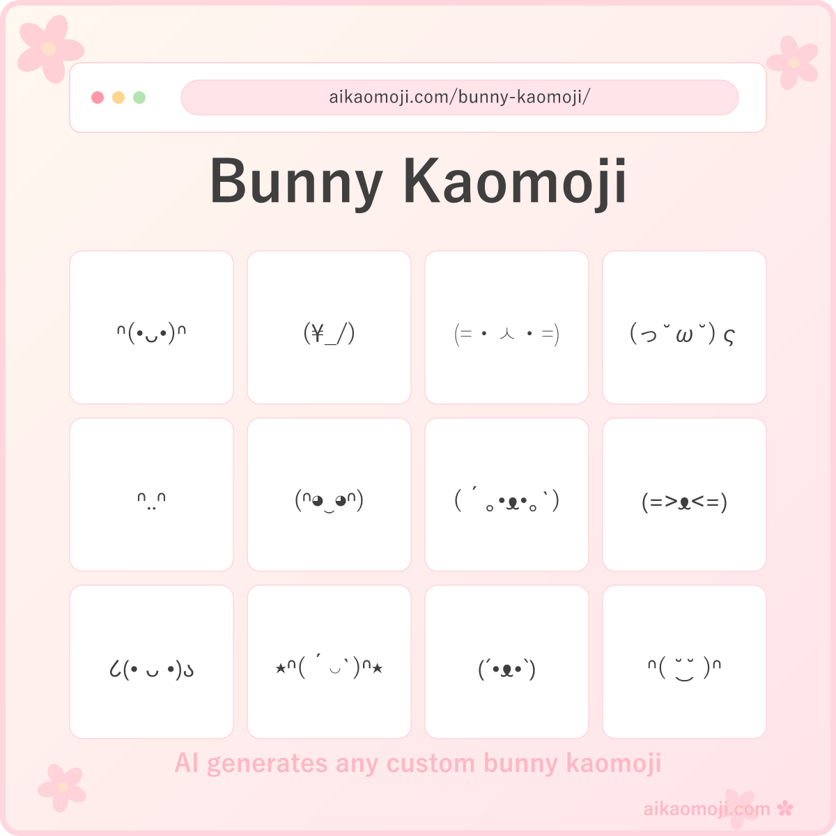Bunny kaomoji collection featuring 250 Japanese text emoticons — hero image