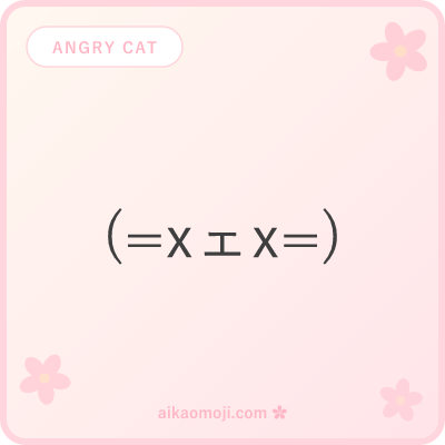 Angry cat kaomoji — grumpy evil and fighting cat emoticon designs
