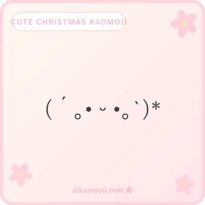 Cute christmas kaomoji — kawaii soft face with santa-hat topper or sparkle-star deco