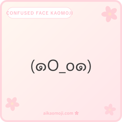 Confused face kaomoji — full parens face anatomy with mismatched eyes and question