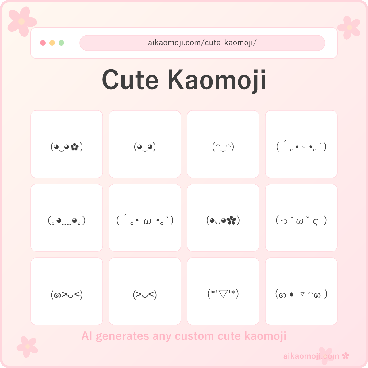 Cute kaomoji collection featuring 250 Japanese text emoticons — hero image