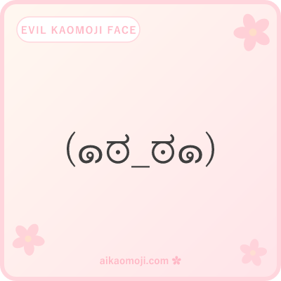 Evil kaomoji face — full parens anatomy with cheek dots and villain eyes