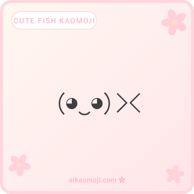 Cute fish kaomoji — kawaii face plus fish tail marker