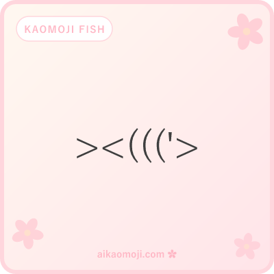 Kaomoji fish — canonical ASCII ><((('> silhouette variants