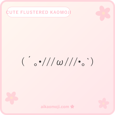 Cute flustered kaomoji — kawaii cheek anchor with soft slash blush