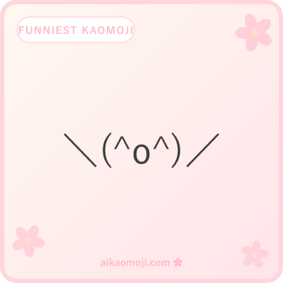 Funniest kaomoji — best-of exaggerated top-tier picks with mega grin and hands-up gestures