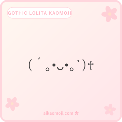 Gothic lolita kaomoji — anime kawaii cheek face with gothic trailer