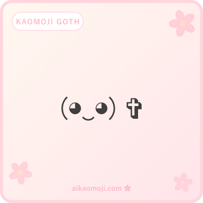 Kaomoji goth — general cute-dark faces with cross or dark trailer