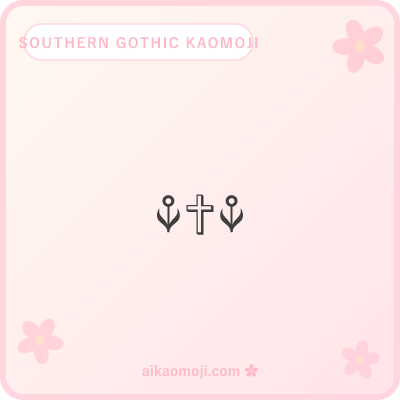 Southern gothic kaomoji — dark flower and occult symbols for American southern-gothic aesthetic
