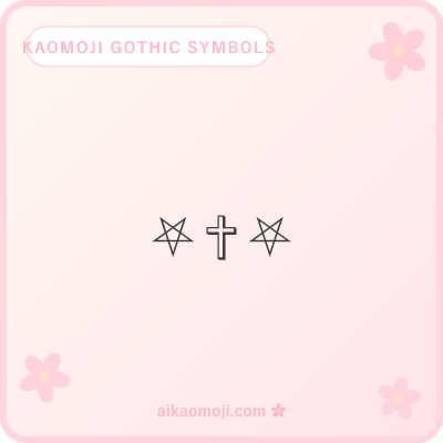 Kaomoji gothic symbols — occult pentagram, skull, coffin, urn combinations