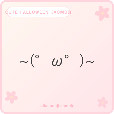 Cute halloween kaomoji — kawaii ghost float, bat ears, and spider legs