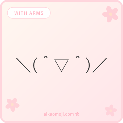 Happy kaomoji with arms — hands raised celebration and cheer designs