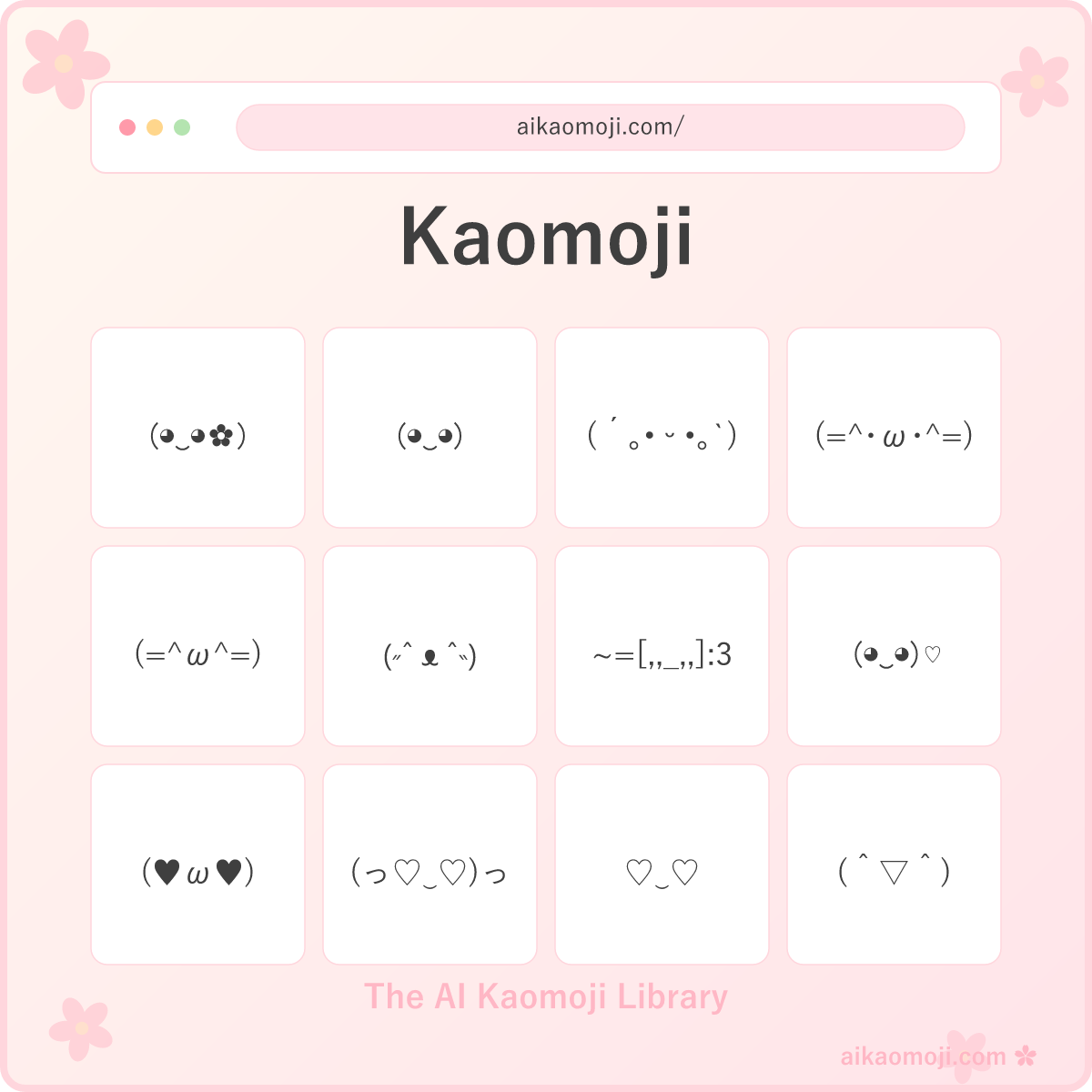 aikaomoji — a free library of 1500+ kaomoji faces, symbols, and emoticons with an AI generator