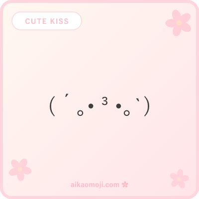Cute kiss kaomoji — kawaii soft-mouth kiss faces with sparkle and heart deco