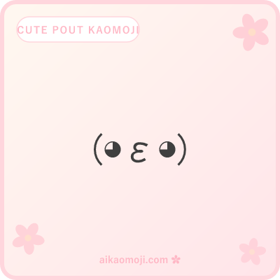 Cute pout kaomoji — kawaii soft ε mouth with big-eye and heart-cheek variants