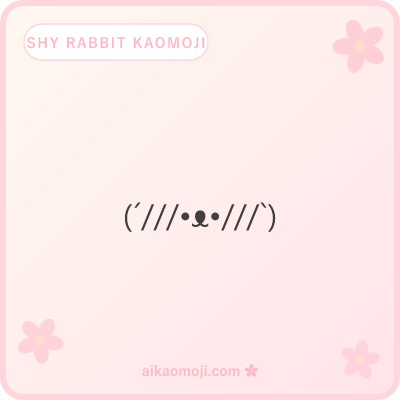 Shy rabbit kaomoji — triple slash blush cheeks with rabbit anatomy