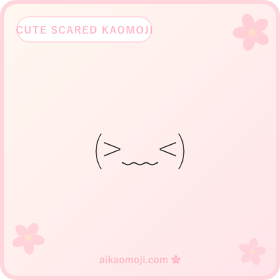 Cute scared kaomoji — kawaii soft chars with pouty wavy-line mouth