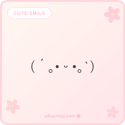 Cute smile kaomoji — kawaii soft smile faces with sparkle and heart deco