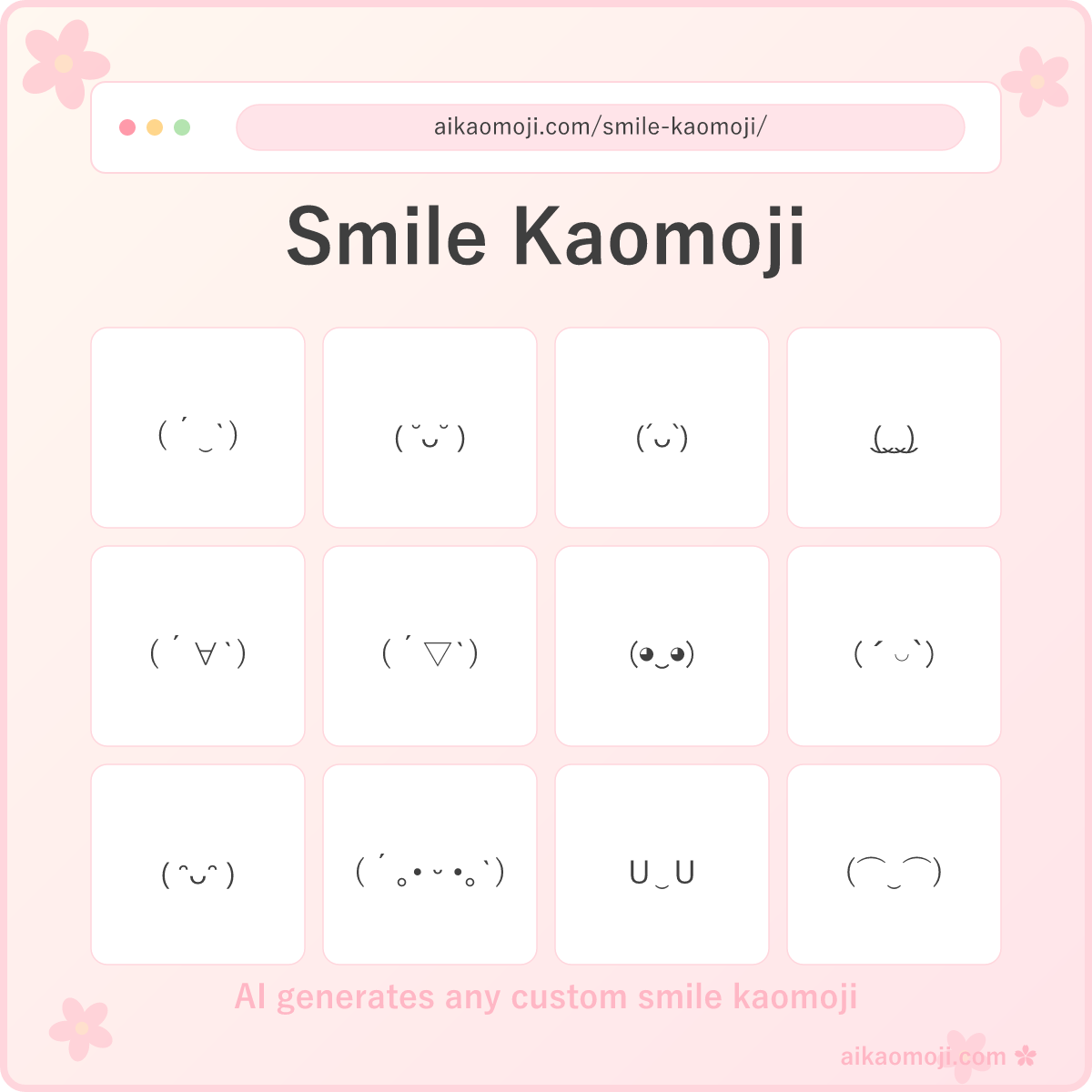 Smile kaomoji collection featuring curve-mouth text emoticons — hero image