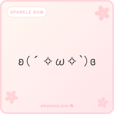 Sparkle bow kaomoji — bow-bracket framed sparkle kaomoji