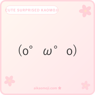 Cute surprised kaomoji — kawaii round-eye variants with cheek anchors and soft frames