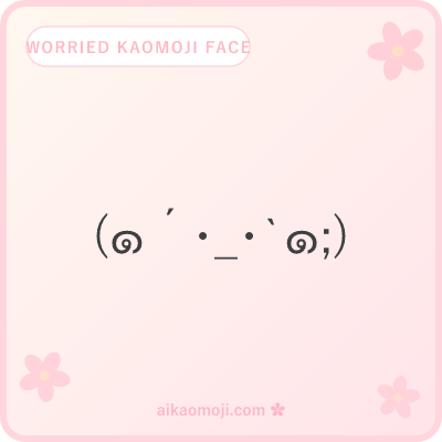 Worried kaomoji face — full parens anatomy with Thai cheek dots and worry markers